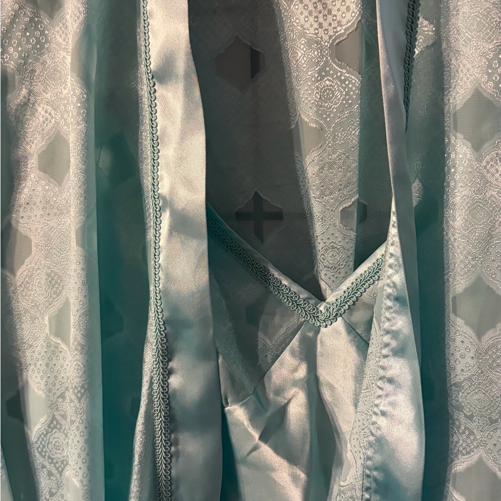 Elegant Light Blue Satin Robe and gown